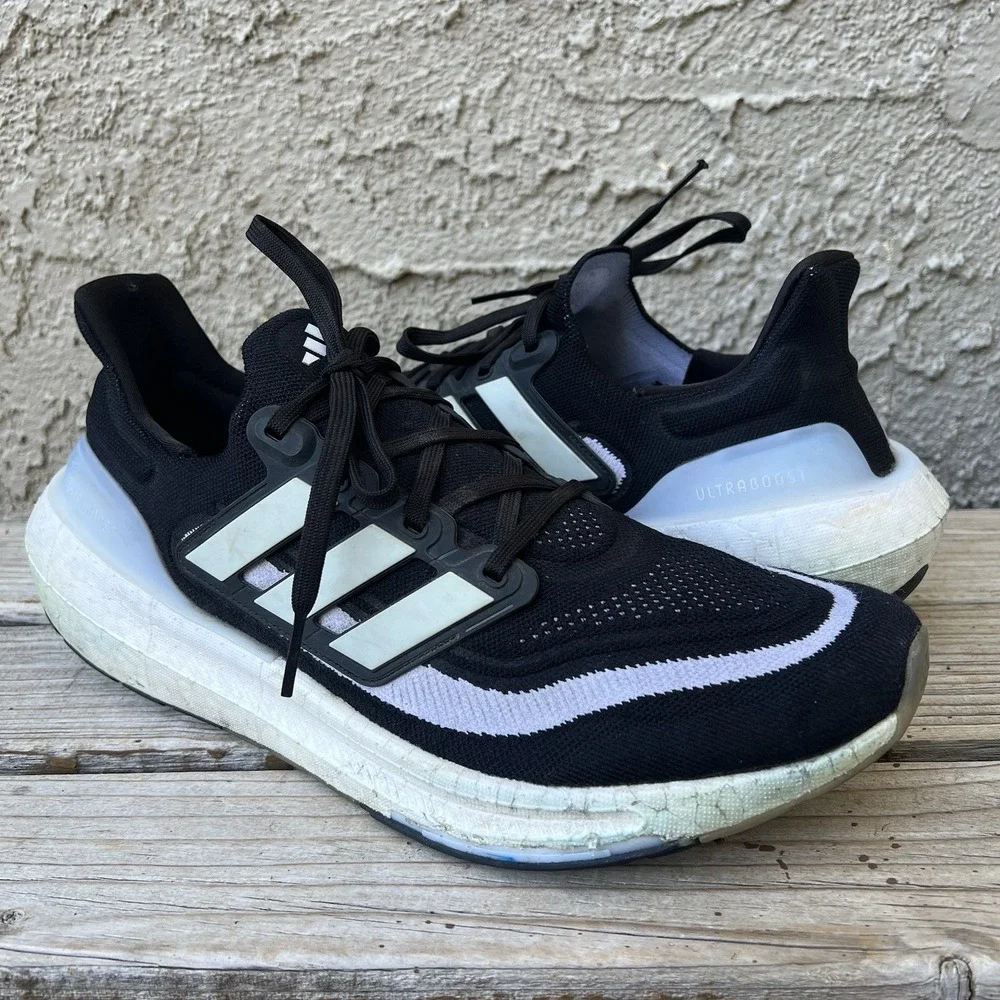 Adidas Shoes Men Size 12 UltraBoost Light Black White Boost Sneakers